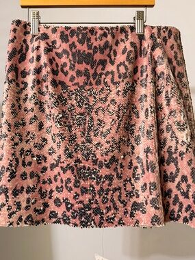 Free People Pink and Black Sequin Leopard Mini Skirt